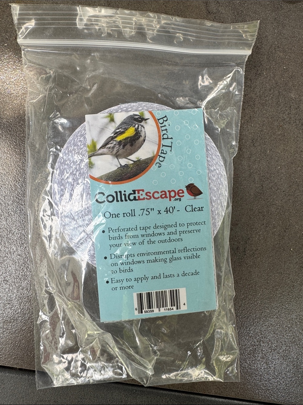 CollidEscape Clear Bird Tape Roll - 0.75" x 40"